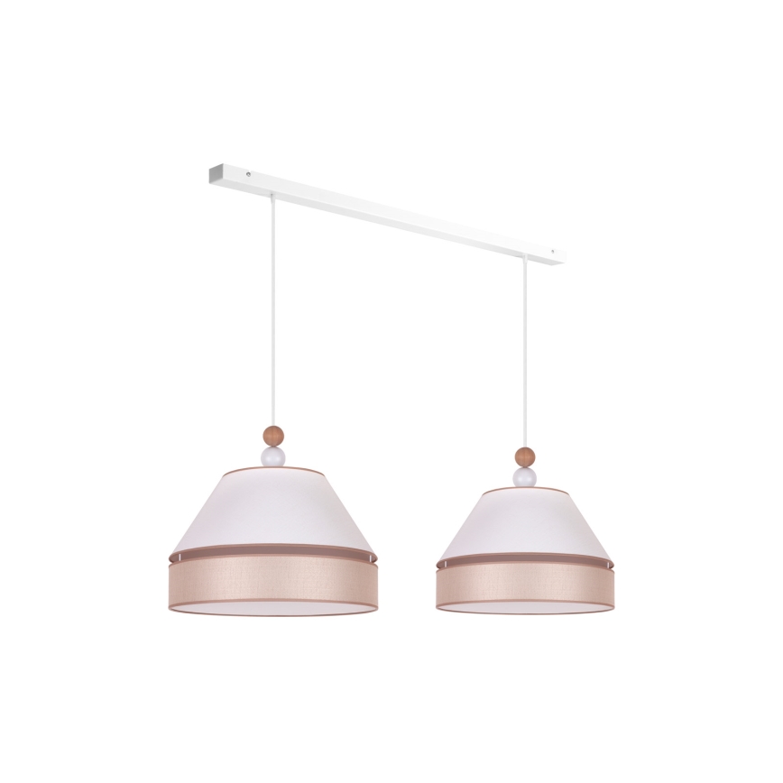 Duolla - Ljuskrona med textilsladd AVIGNON 2xE27/15W/230V vit/beige