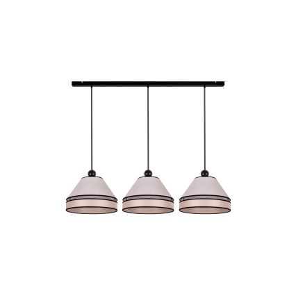 Duolla - Ljuskrona med textilsladd AVIGNON 3xE27/15W/230V beige