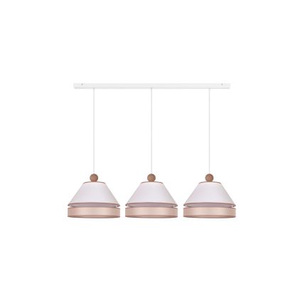 Duolla - Ljuskrona med textilsladd AVIGNON 3xE27/15W/230V vit/beige