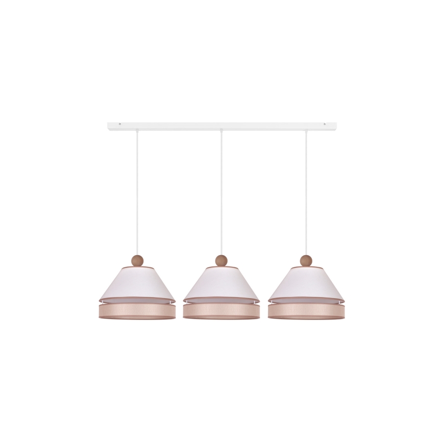 Duolla - Ljuskrona med textilsladd AVIGNON 3xE27/15W/230V vit/beige