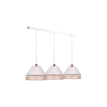 Duolla - Ljuskrona med textilsladd AVIGNON 3xE27/15W/230V vit/beige