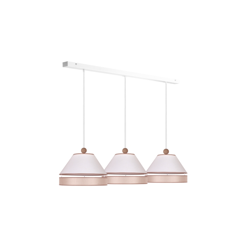 Duolla - Ljuskrona med textilsladd AVIGNON 3xE27/15W/230V vit/beige