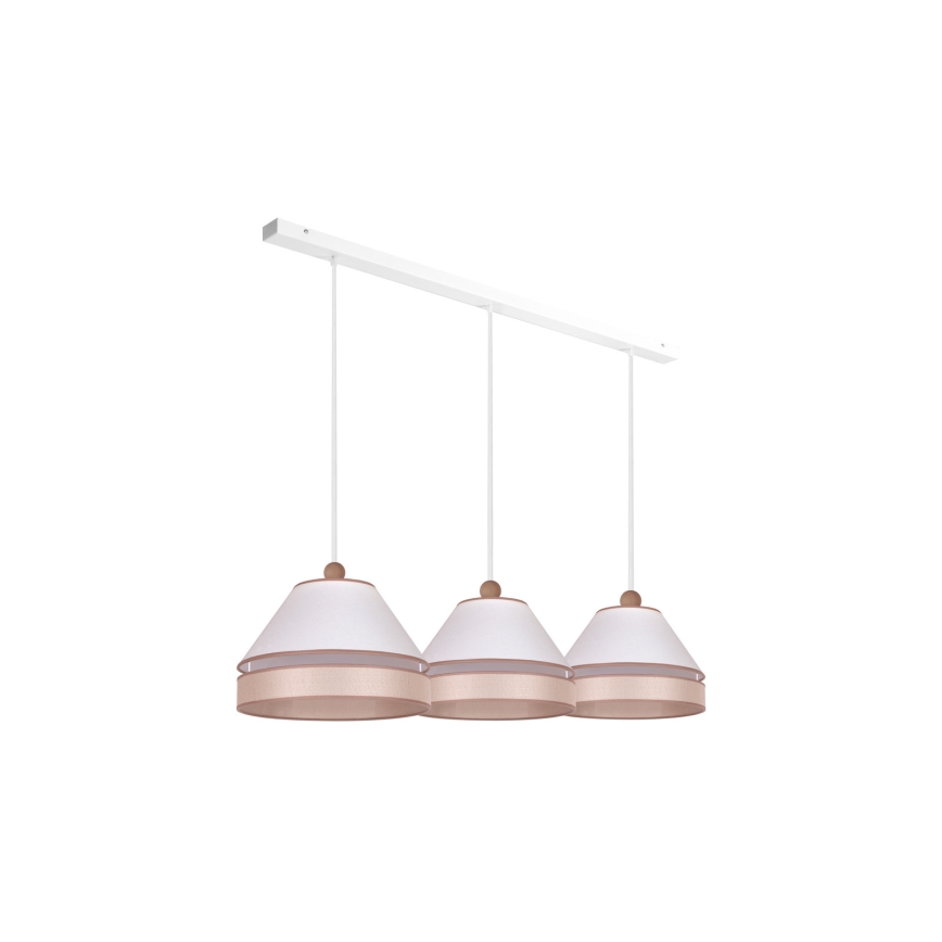 Duolla - Ljuskrona med textilsladd AVIGNON 3xE27/15W/230V vit/beige