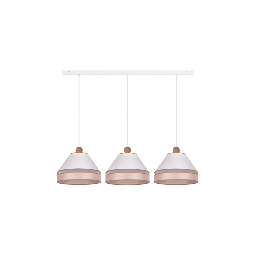 Duolla - Ljuskrona med textilsladd AVIGNON 3xE27/15W/230V vit/beige