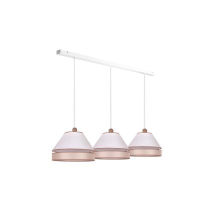 Duolla - Ljuskrona med textilsladd AVIGNON 3xE27/15W/230V vit/beige