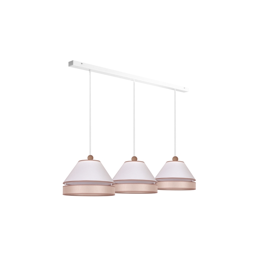 Duolla - Ljuskrona med textilsladd AVIGNON 3xE27/15W/230V vit/beige