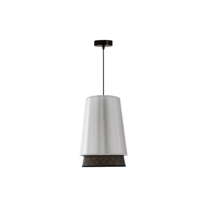 Duolla - Ljuskrona med textilsladd BELL SHINY 1xE27/15W/230V diameter 25 cm silver/svart
