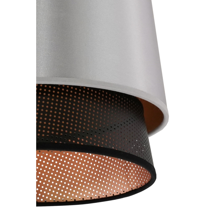 Duolla - Ljuskrona med textilsladd BELL SHINY 1xE27/15W/230V diameter 25 cm silver/svart