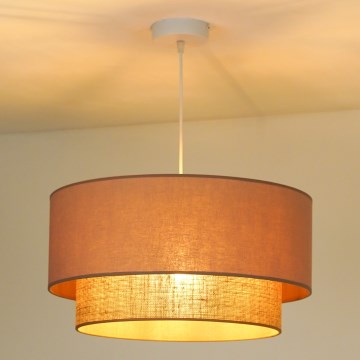 Duolla - Ljuskrona med textilsladd BOHO 1xE27/15W/230V diameter 45 cm beige/brun
