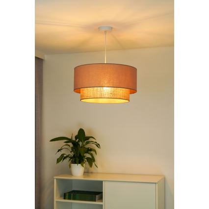 Duolla - Ljuskrona med textilsladd BOHO 1xE27/15W/230V diameter 45 cm beige/brun