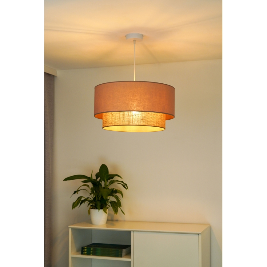 Duolla - Ljuskrona med textilsladd BOHO 1xE27/15W/230V diameter 45 cm beige/brun