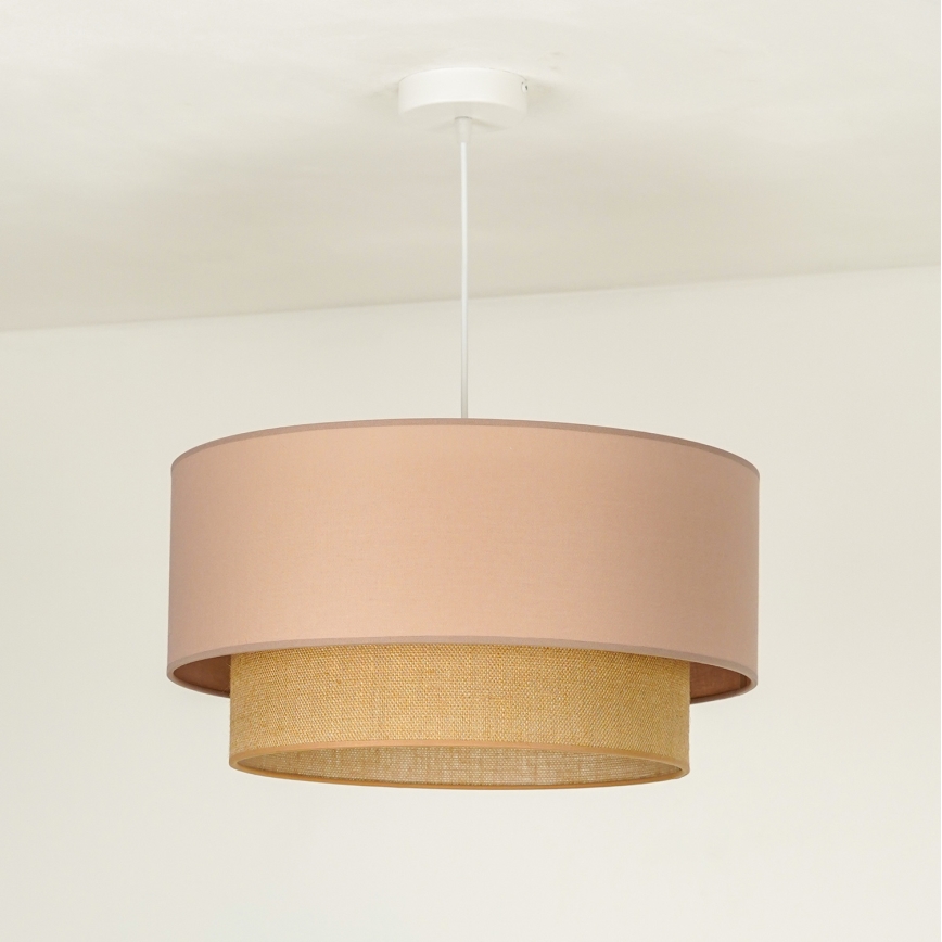 Duolla - Ljuskrona med textilsladd BOHO 1xE27/15W/230V diameter 45 cm beige/brun