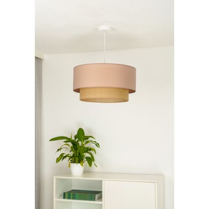 Duolla - Ljuskrona med textilsladd BOHO 1xE27/15W/230V diameter 45 cm beige/brun
