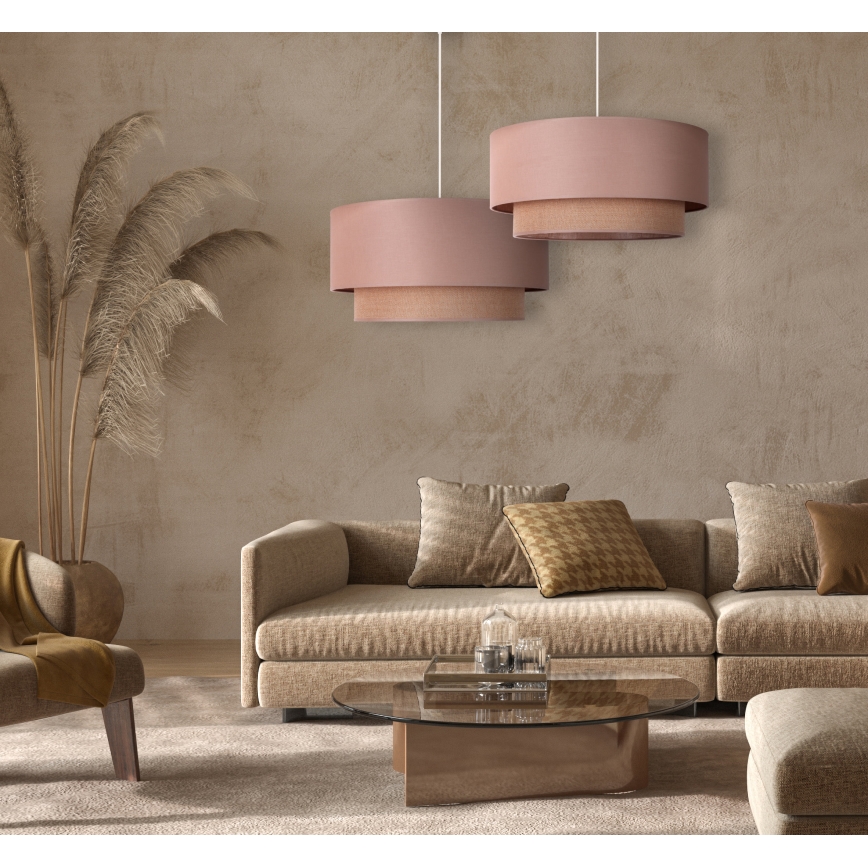 Duolla - Ljuskrona med textilsladd BOHO 1xE27/15W/230V diameter 45 cm beige/brun