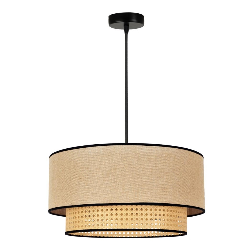 Duolla - Ljuskrona med textilsladd BOHO 1xE27/15W/230V diameter 45 cm beige/rotting