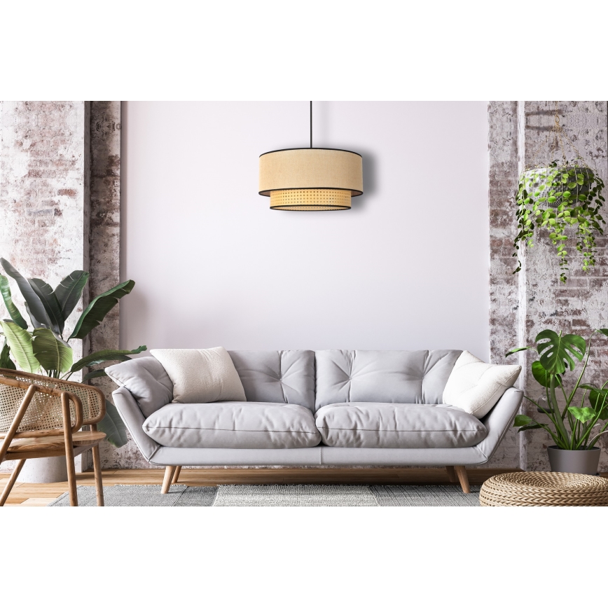 Duolla - Ljuskrona med textilsladd BOHO 1xE27/15W/230V diameter 45 cm beige/rotting