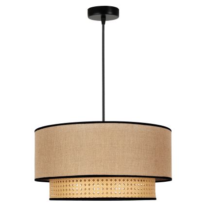 Duolla - Ljuskrona med textilsladd BOHO 1xE27/15W/230V diameter 45 cm beige/rotting