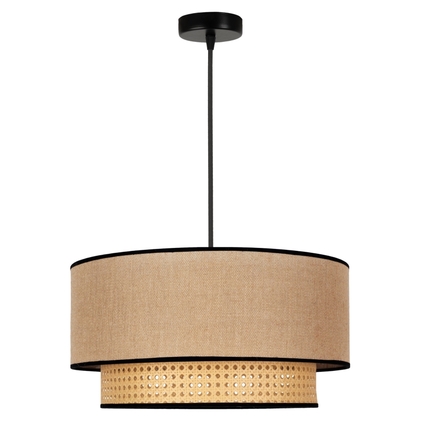 Duolla - Ljuskrona med textilsladd BOHO 1xE27/15W/230V diameter 45 cm beige/rotting