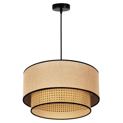 Duolla - Ljuskrona med textilsladd BOHO 1xE27/15W/230V diameter 45 cm beige/rotting