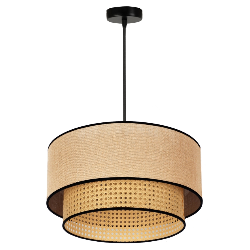 Duolla - Ljuskrona med textilsladd BOHO 1xE27/15W/230V diameter 45 cm beige/rotting