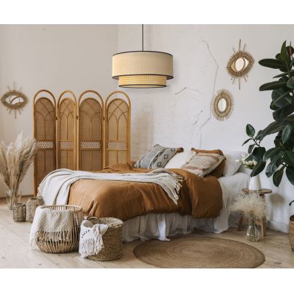 Duolla - Ljuskrona med textilsladd BOHO 1xE27/15W/230V diameter 45 cm beige/rotting