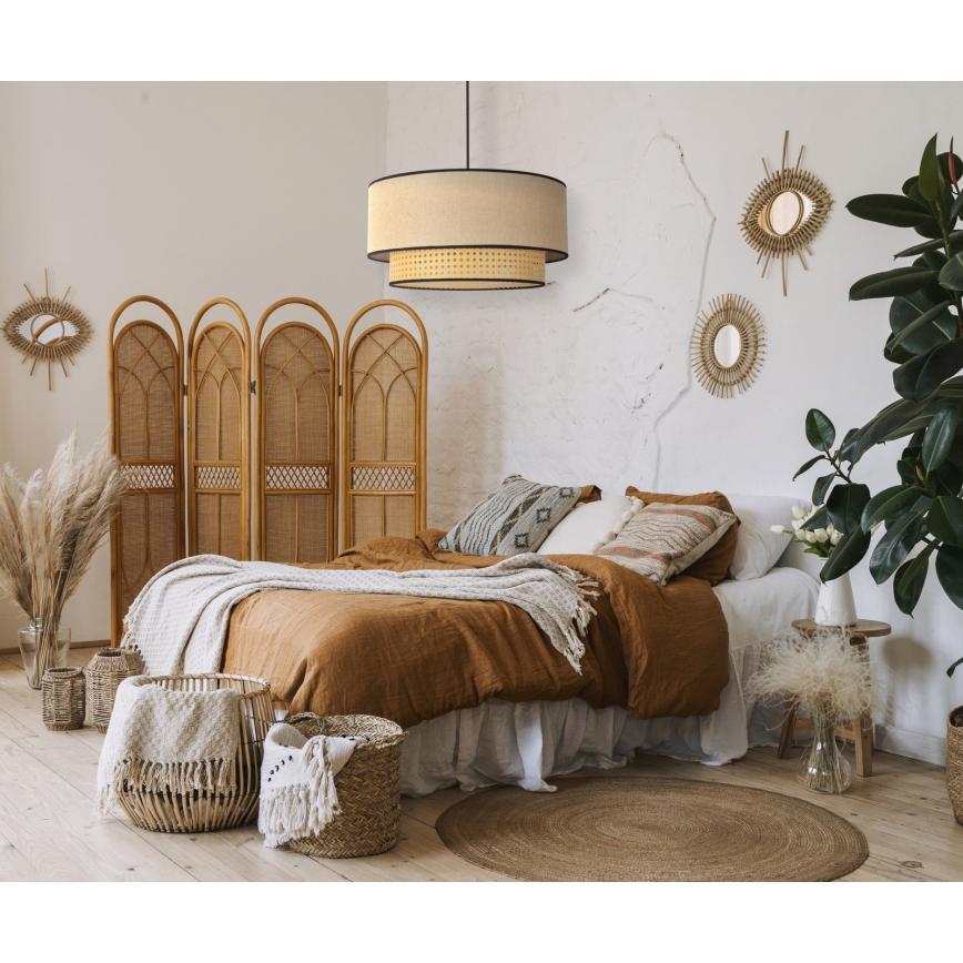 Duolla - Ljuskrona med textilsladd BOHO 1xE27/15W/230V diameter 45 cm beige/rotting