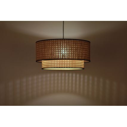 Duolla - Ljuskrona med textilsladd BOHO 1xE27/15W/230V diameter 45 cm beige/rotting