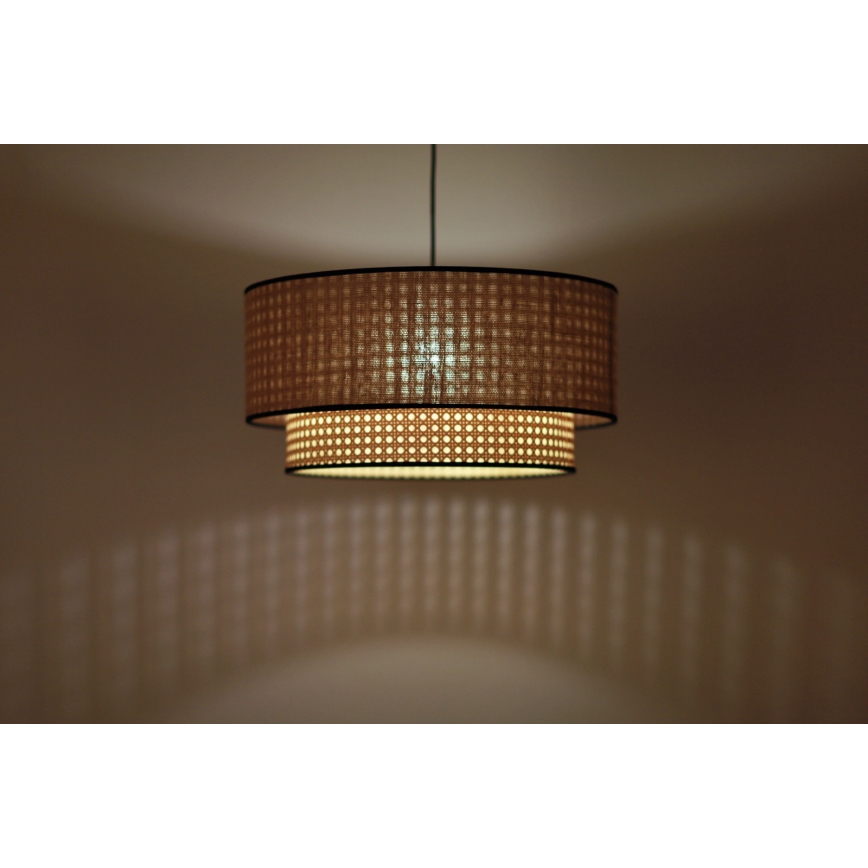 Duolla - Ljuskrona med textilsladd BOHO 1xE27/15W/230V diameter 45 cm beige/rotting