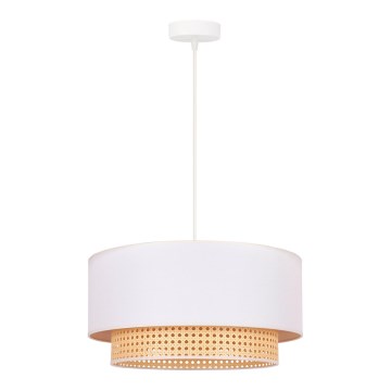 Duolla - Ljuskrona med textilsladd BOHO 1xE27/15W/230V diameter 45 cm grädde/rotting