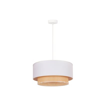 Duolla - Ljuskrona med textilsladd BOHO 1xE27/15W/230V diameter 45 cm grädde/rotting