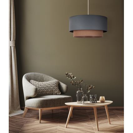 Duolla - Ljuskrona med textilsladd BOHO 1xE27/15W/230V diameter 45 cm grön/brun