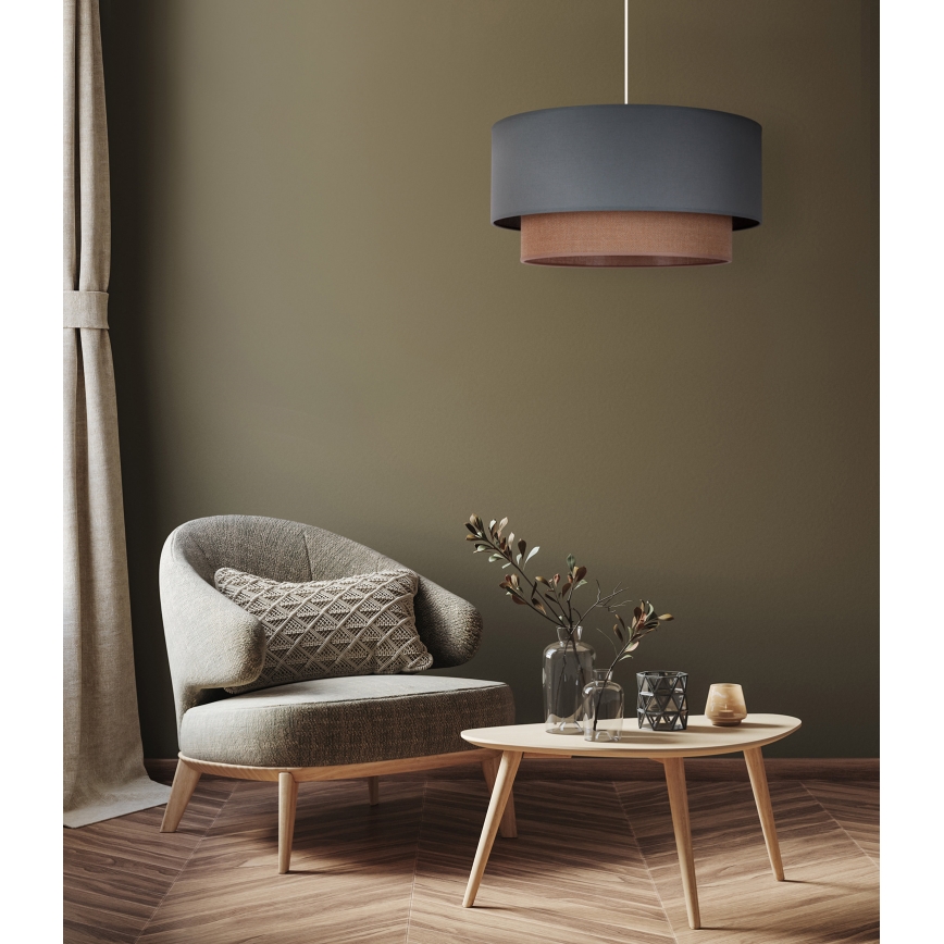 Duolla - Ljuskrona med textilsladd BOHO 1xE27/15W/230V diameter 45 cm grön/brun