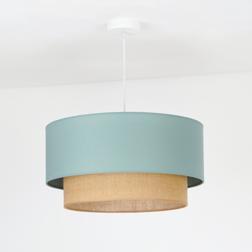 Duolla - Ljuskrona med textilsladd BOHO 1xE27/15W/230V diameter 45 cm grön/brun