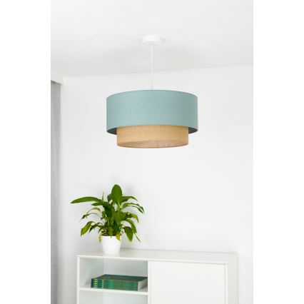 Duolla - Ljuskrona med textilsladd BOHO 1xE27/15W/230V diameter 45 cm grön/brun