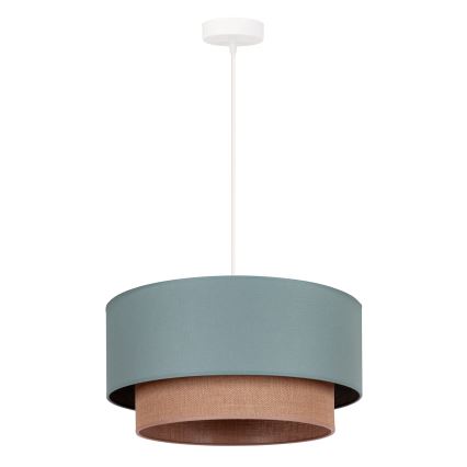 Duolla - Ljuskrona med textilsladd BOHO 1xE27/15W/230V diameter 45 cm grön/brun