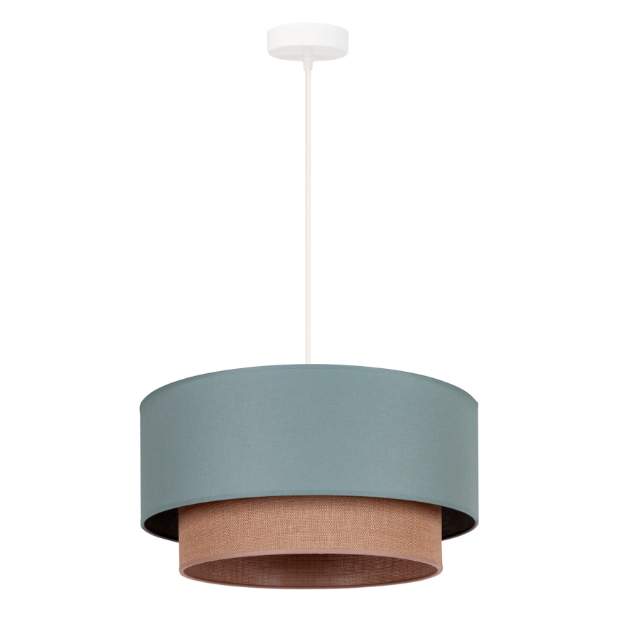 Duolla - Ljuskrona med textilsladd BOHO 1xE27/15W/230V diameter 45 cm grön/brun