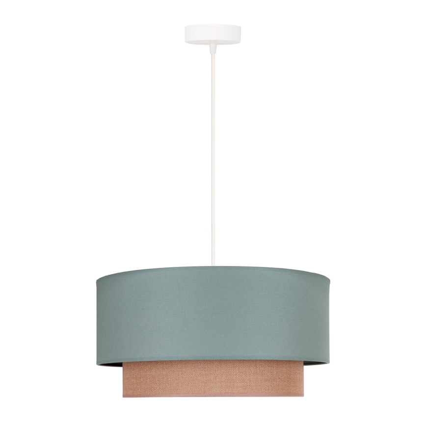 Duolla - Ljuskrona med textilsladd BOHO 1xE27/15W/230V diameter 45 cm grön/brun