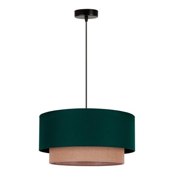 Duolla - Ljuskrona med textilsladd BOHO 1xE27/15W/230V diameter 45 cm grön/brun