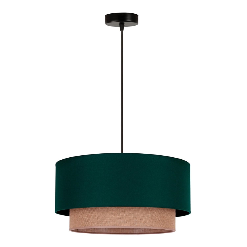 Duolla - Ljuskrona med textilsladd BOHO 1xE27/15W/230V diameter 45 cm grön/brun