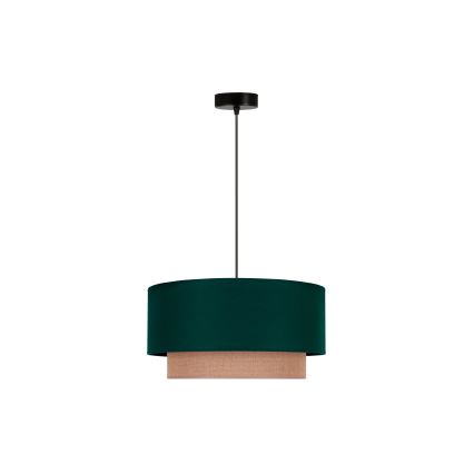 Duolla - Ljuskrona med textilsladd BOHO 1xE27/15W/230V diameter 45 cm grön/brun