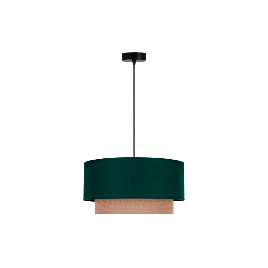 Duolla - Ljuskrona med textilsladd BOHO 1xE27/15W/230V diameter 45 cm grön/brun