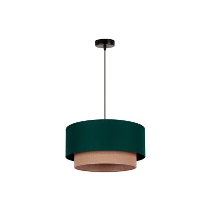 Duolla - Ljuskrona med textilsladd BOHO 1xE27/15W/230V diameter 45 cm grön/brun