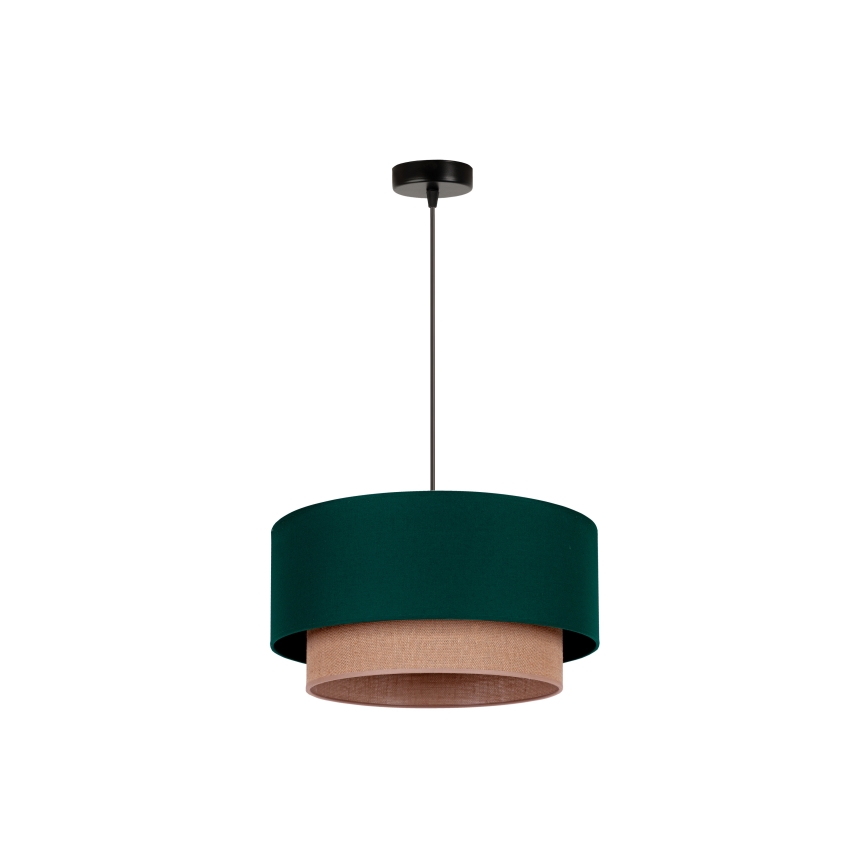 Duolla - Ljuskrona med textilsladd BOHO 1xE27/15W/230V diameter 45 cm grön/brun