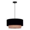 Duolla - Ljuskrona med textilsladd BOHO 1xE27/15W/230V diameter 45 cm svart/brun
