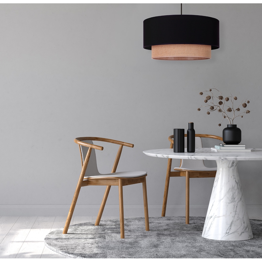 Duolla - Ljuskrona med textilsladd BOHO 1xE27/15W/230V diameter 45 cm svart/brun