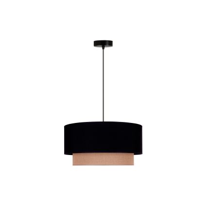 Duolla - Ljuskrona med textilsladd BOHO 1xE27/15W/230V diameter 45 cm svart/brun