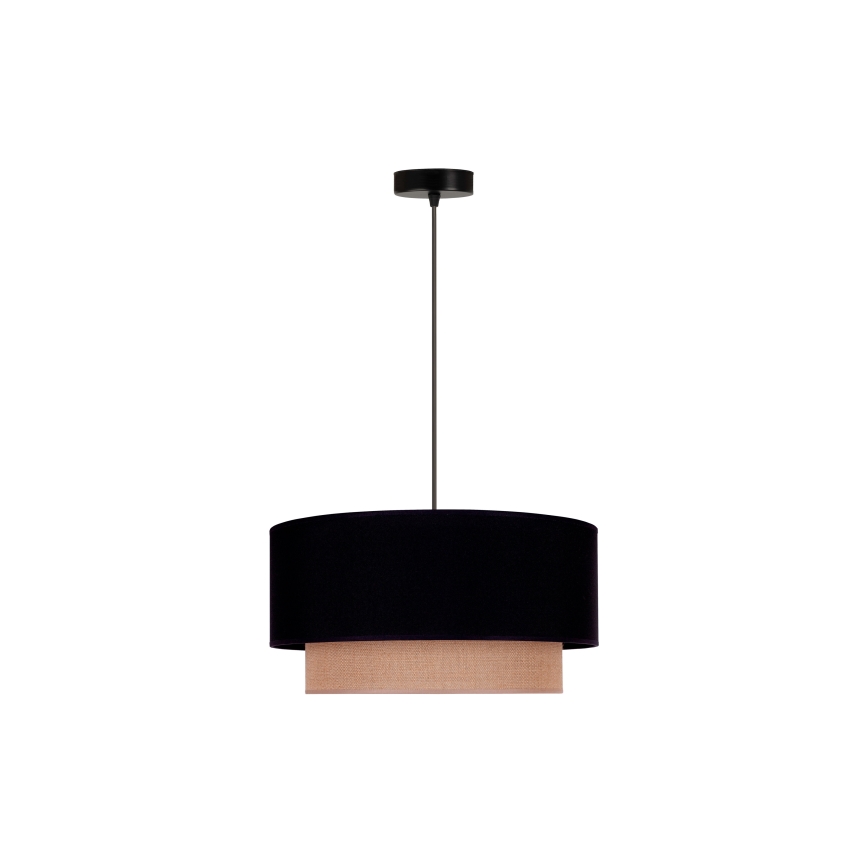 Duolla - Ljuskrona med textilsladd BOHO 1xE27/15W/230V diameter 45 cm svart/brun