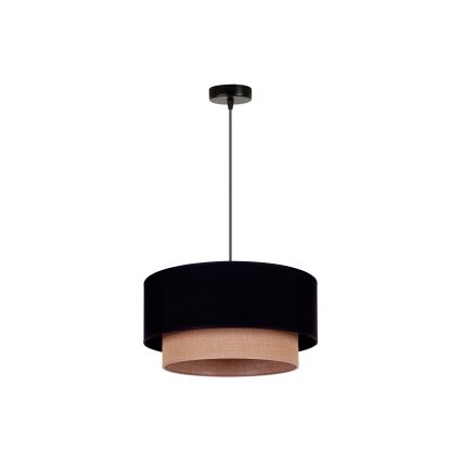 Duolla - Ljuskrona med textilsladd BOHO 1xE27/15W/230V diameter 45 cm svart/brun