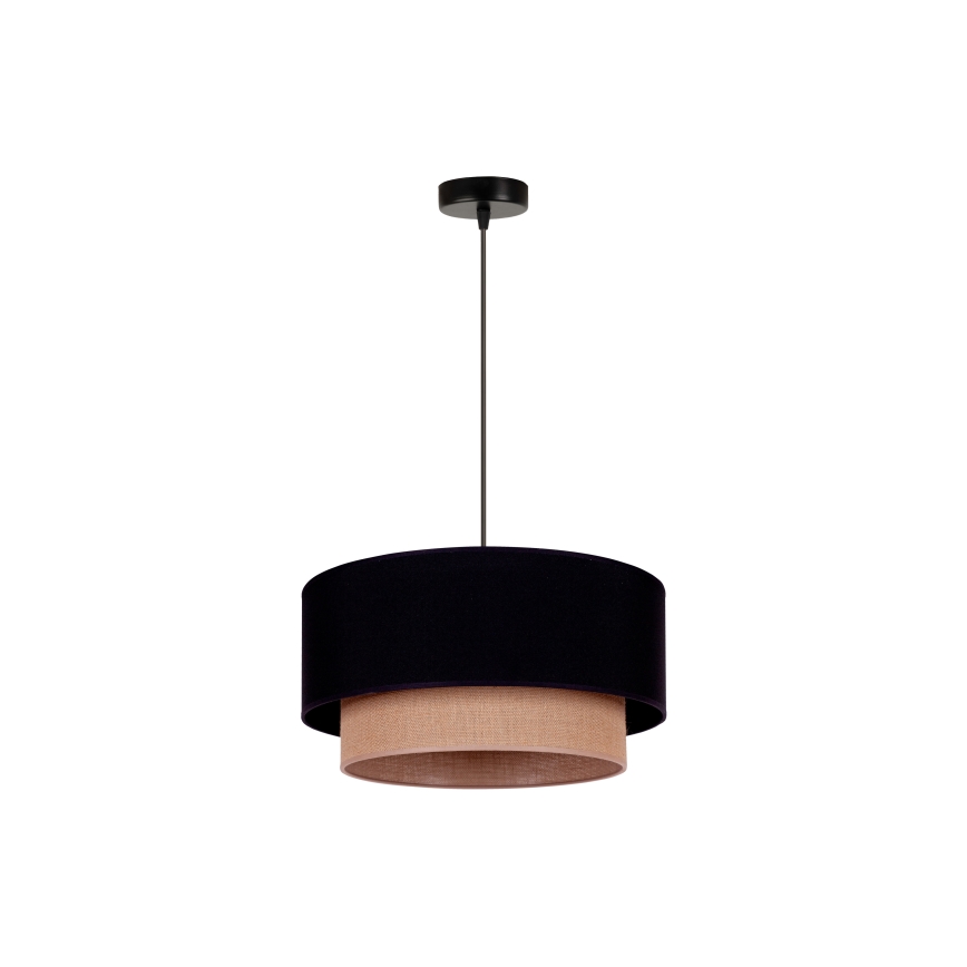 Duolla - Ljuskrona med textilsladd BOHO 1xE27/15W/230V diameter 45 cm svart/brun
