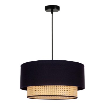 Duolla - Ljuskrona med textilsladd BOHO 1xE27/15W/230V diameter 45 cm svart/rotting